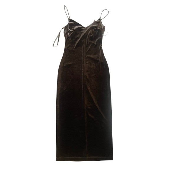 B. Smart Dresses & Skirts - B. Smart Black Velvet Midi Dress Spaghetti Strap V-Neck Bodycon Size 00 NWT